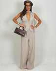 Tailleur KIRA - COMPLETO GILET CORTO CON PIZZO E PANTALONE