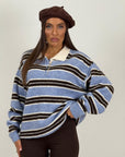 SALDO maglia a righe celeste