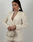 SALDO Tailleur ALBA - Tailleur sartoriale composto da giacca con Swarovski e piume e pantalone