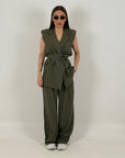 Saldo tailleur composto da gilet e pantalone Marrone
