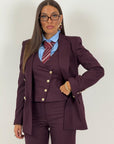 Tailleur DEMETRA - Completo sartoriale 3 pezzi - Panciotto, pantalone palazzo e Giacca doppiopetto con bottoni dorati