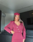 Tailleur DESTINY - Completo tre pezzi, panciotto corto giacca e gonna longuette tessuto bandage contenitivo