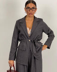 Tailleur FIAMMA - Completo giacca con cintura e pantalone con punti luce