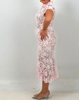 CURVY ABITO MOET - abito longuette in pizzo con collo effetto camicia e cintura nel punto vita - collezione chic
