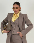 Tailleur CATE - Tailleur sartoriale gessato , composto da tre pezzi panciotto,giacca doppio petto con bottoni dorati e pantalone palazzo