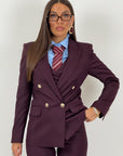 Tailleur DEMETRA - Completo sartoriale 3 pezzi - Panciotto, pantalone palazzo e Giacca doppiopetto con bottoni dorati