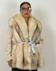 Pelliccia in volpe N61 - Gilet in volpe della Groenlandia- collo sciallato e cintura in pelle