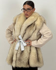 Pelliccia in volpe N61 - Gilet in volpe della Groenlandia- collo sciallato e cintura in pelle