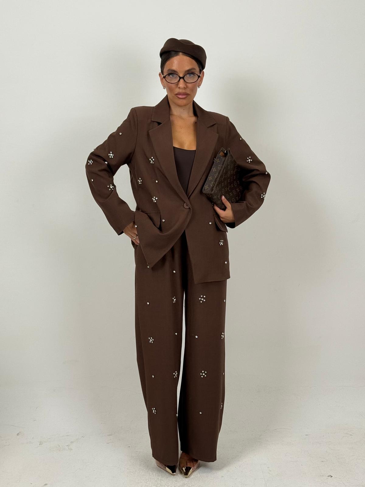 Tailleur KATIA - Completo giacca e pantalone con dettagli in pietra