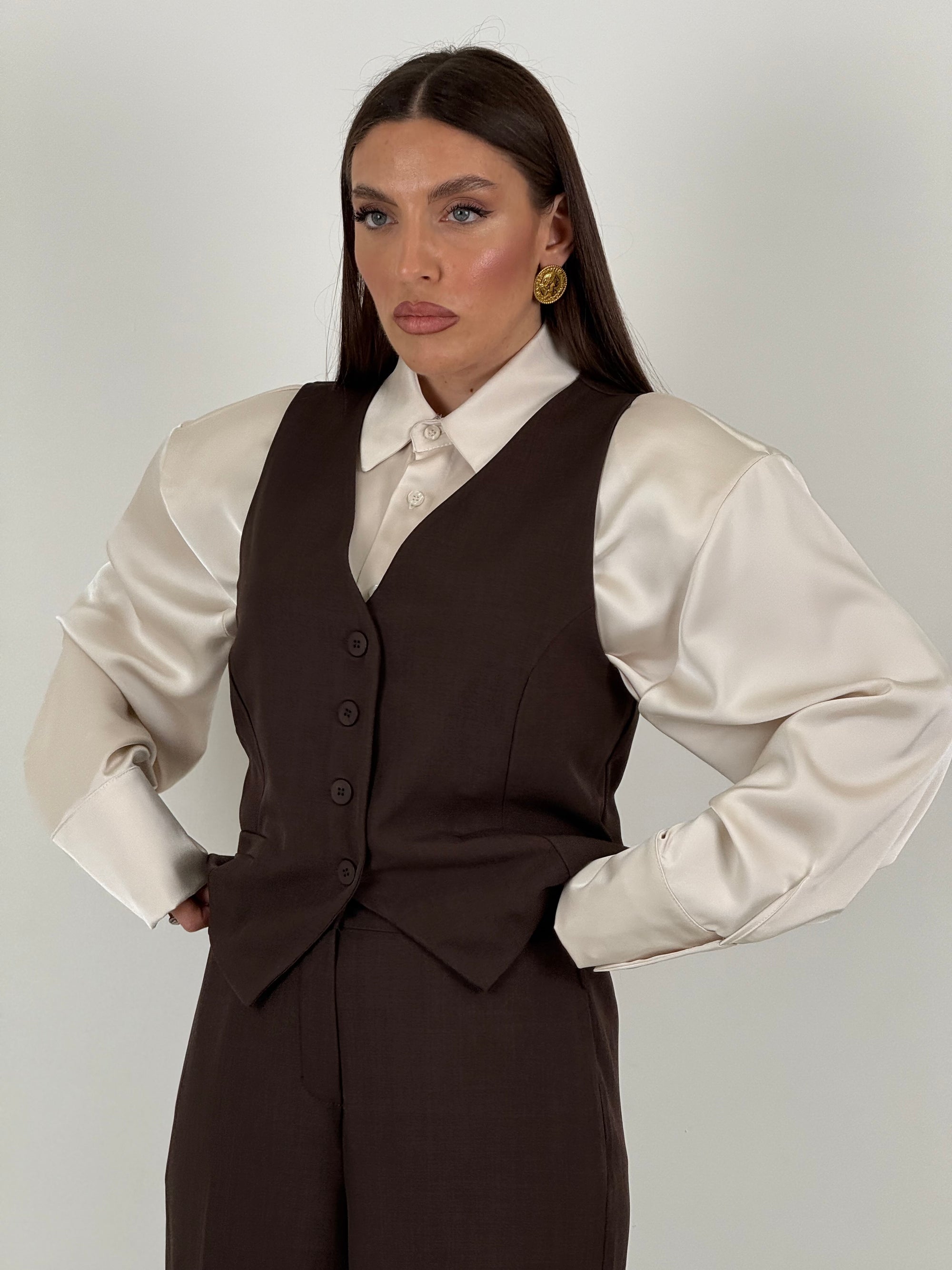 Tailleur LORETTA - Completo gilet e pantalone palazzo