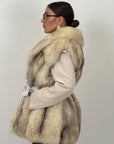 Pelliccia in volpe N61 - Gilet in volpe della Groenlandia- collo sciallato e cintura in pelle