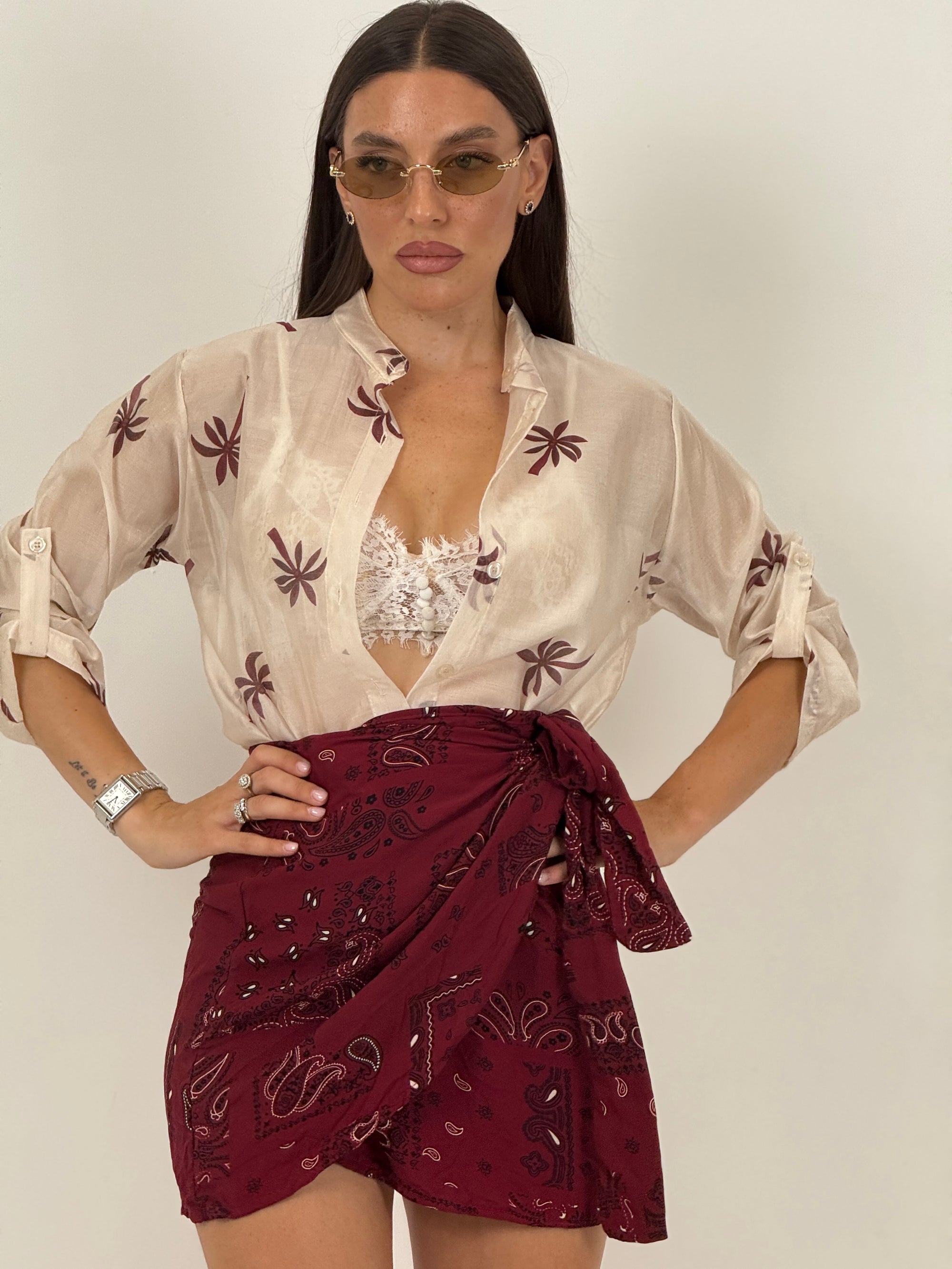 Gonna pareo bandana bordeaux