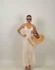 Abito good vibes - abito lungo in pizzo con scollo all americana