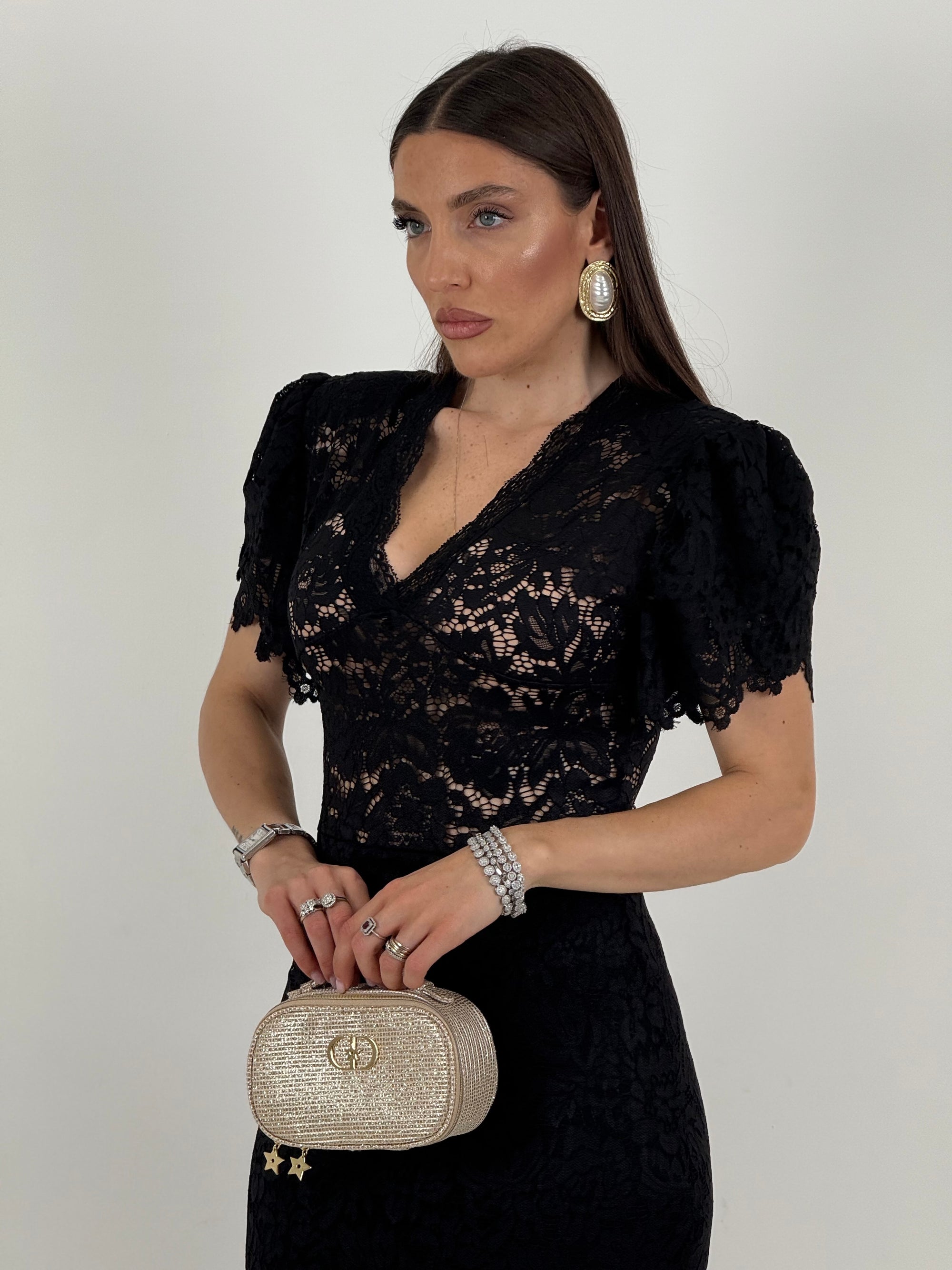 Abito AMBER - abito longuette in pizzo - tessuto elastico - COLLEZIONE CHIC