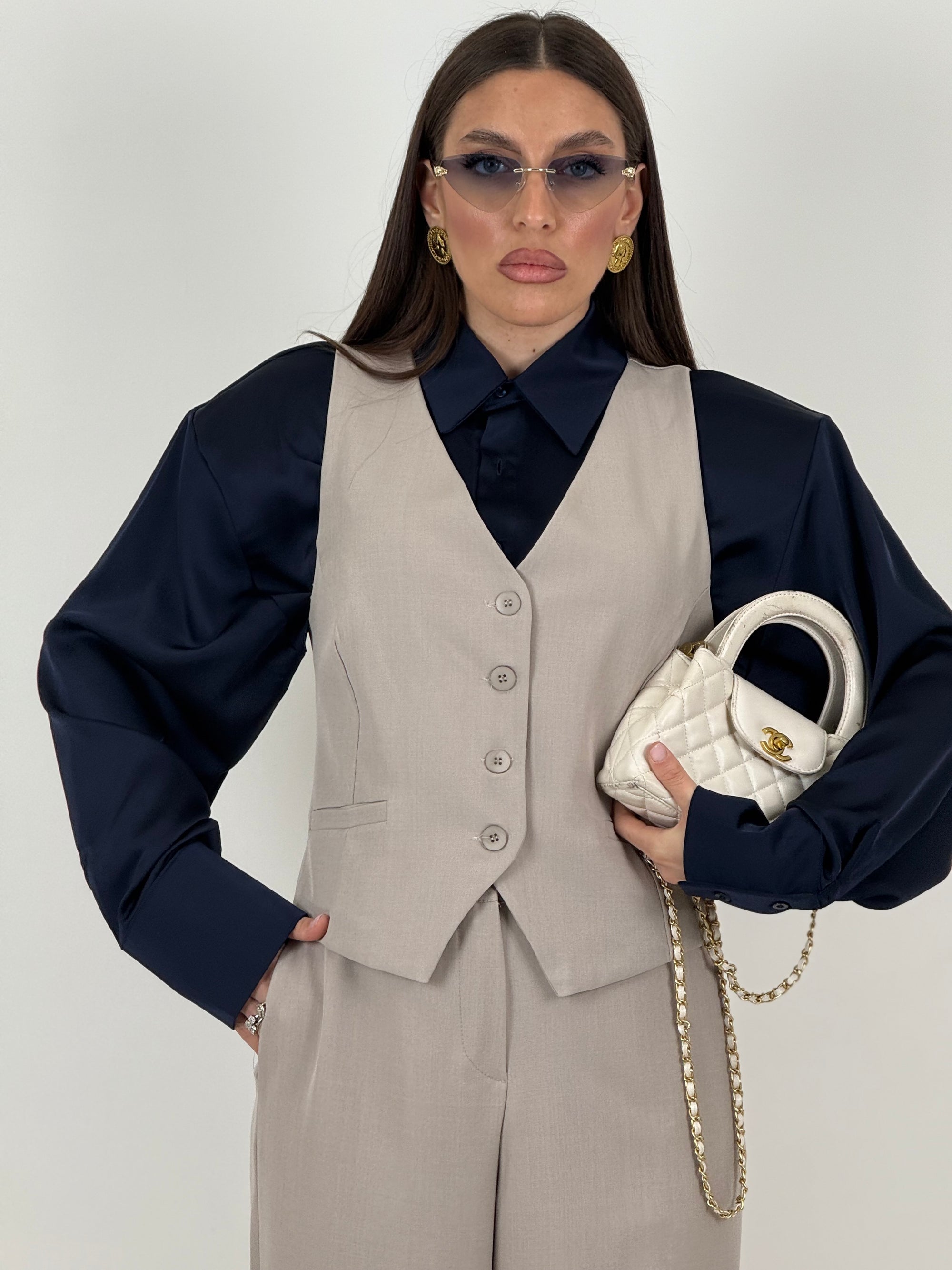 Tailleur LORETTA - Completo gilet e pantalone palazzo