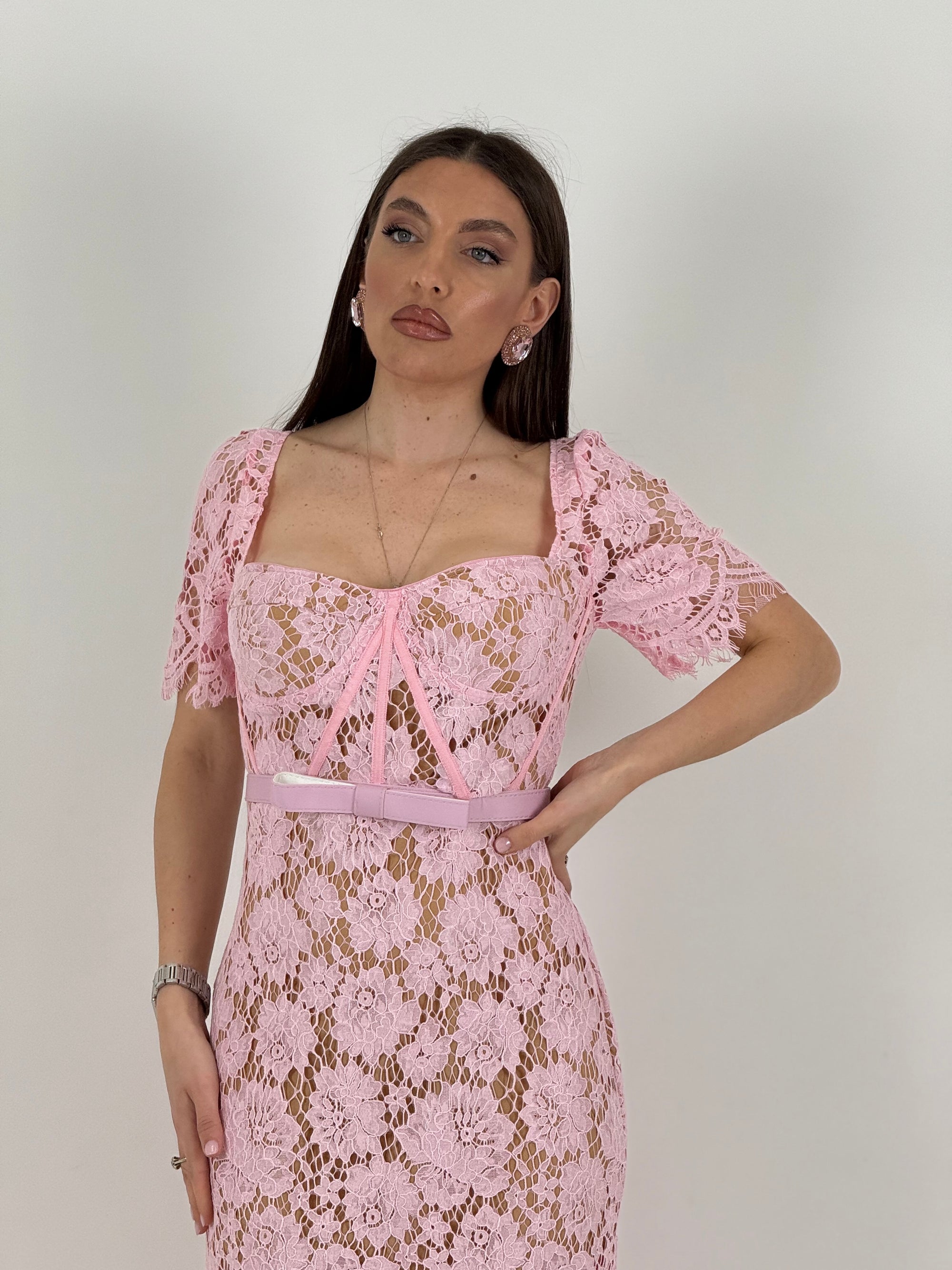 Abito AURI - abito longuette in pizzo con coppa preformata - collezione chic