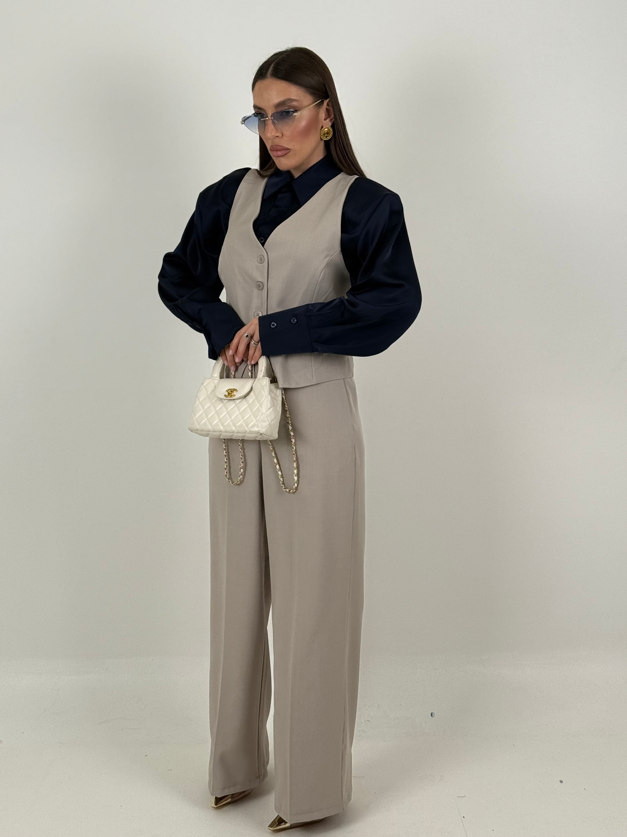 Tailleur LORETTA - Completo gilet e pantalone palazzo