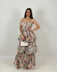 Abito LUCIA - abito lungo con balze sulla gonna fantasia a fiori COLLEZIONE CHIC