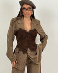 Tailleur SHIRIN - Completo in camoscio giacca e pantalone