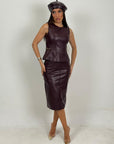Cordset LUKE - Completo top e gonna longuette in ecopelle