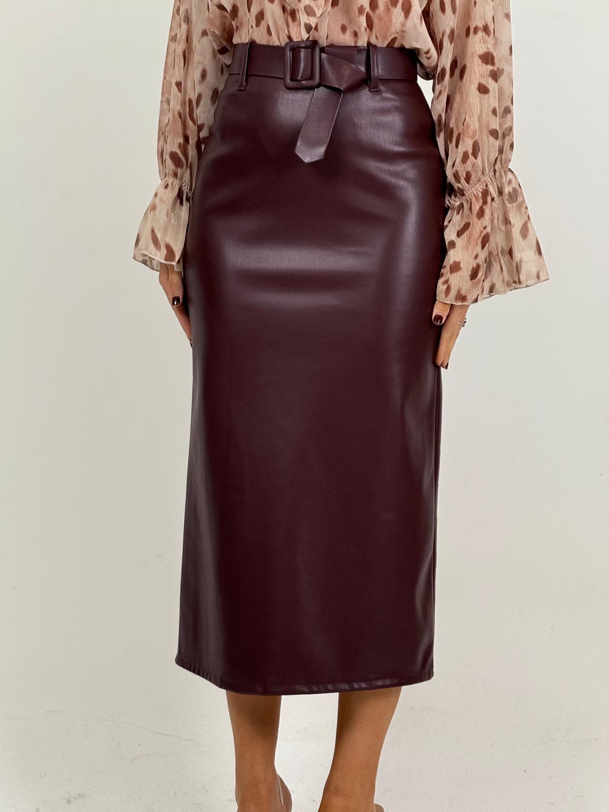Gonna longuette MICHELA in ecopelle