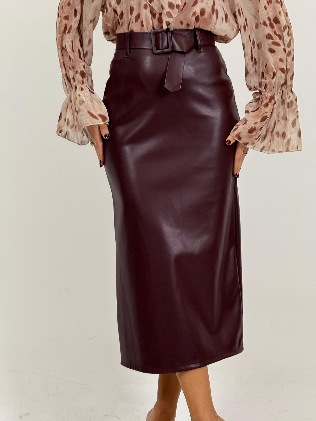 Gonna longuette MICHELA in ecopelle