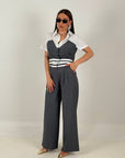 Cordset NANCY - completo composto da giacca corta effetto camicia e pantalone palazzo