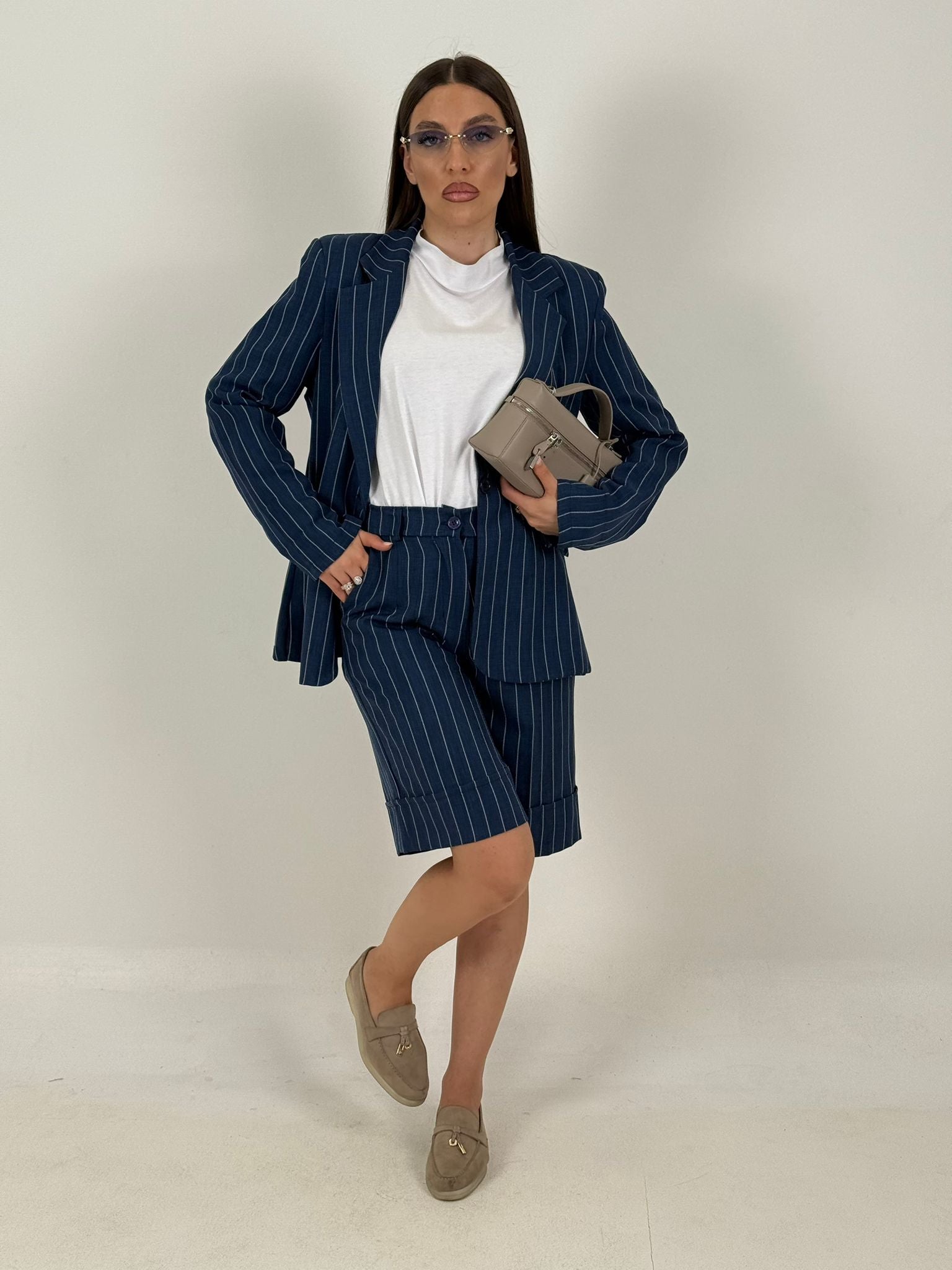 Tailleur CARMELITA - Giacca e bermuda gessato