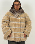 Pelliccia in visone zaffiro e beige N127 - giacca in visone double Face