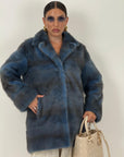Pelliccia in visone blu N49 - cappotto in visone blu - taglio orizzontale- top quality - NUOVO