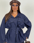 Tailleur JEAN - giacca e pantalone in jeans - giacca con cintura in vita