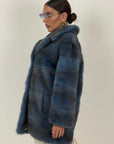 Pelliccia in visone blu N49 - cappotto in visone blu - taglio orizzontale- top quality - NUOVO