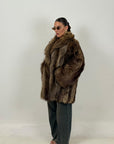 Pelliccia in marmotta N21 - giacca lunga - pelle intera - collo sciallato