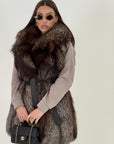 (SALDO) Gilet in volpe marrone N401