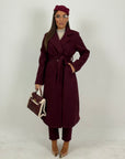 Cappotto autumn - cappotto in panno con collo largo e cintura nel punto vita