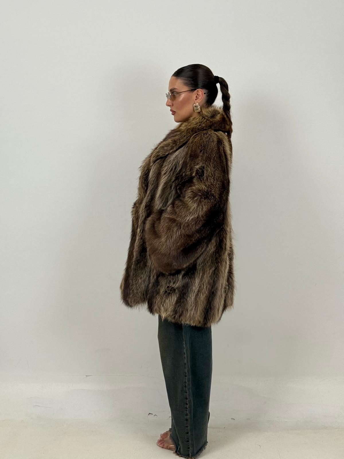 Pelliccia in marmotta N21 - giacca lunga - pelle intera - collo sciallato