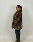 Pelliccia in marmotta N21 - giacca lunga - pelle intera - collo sciallato