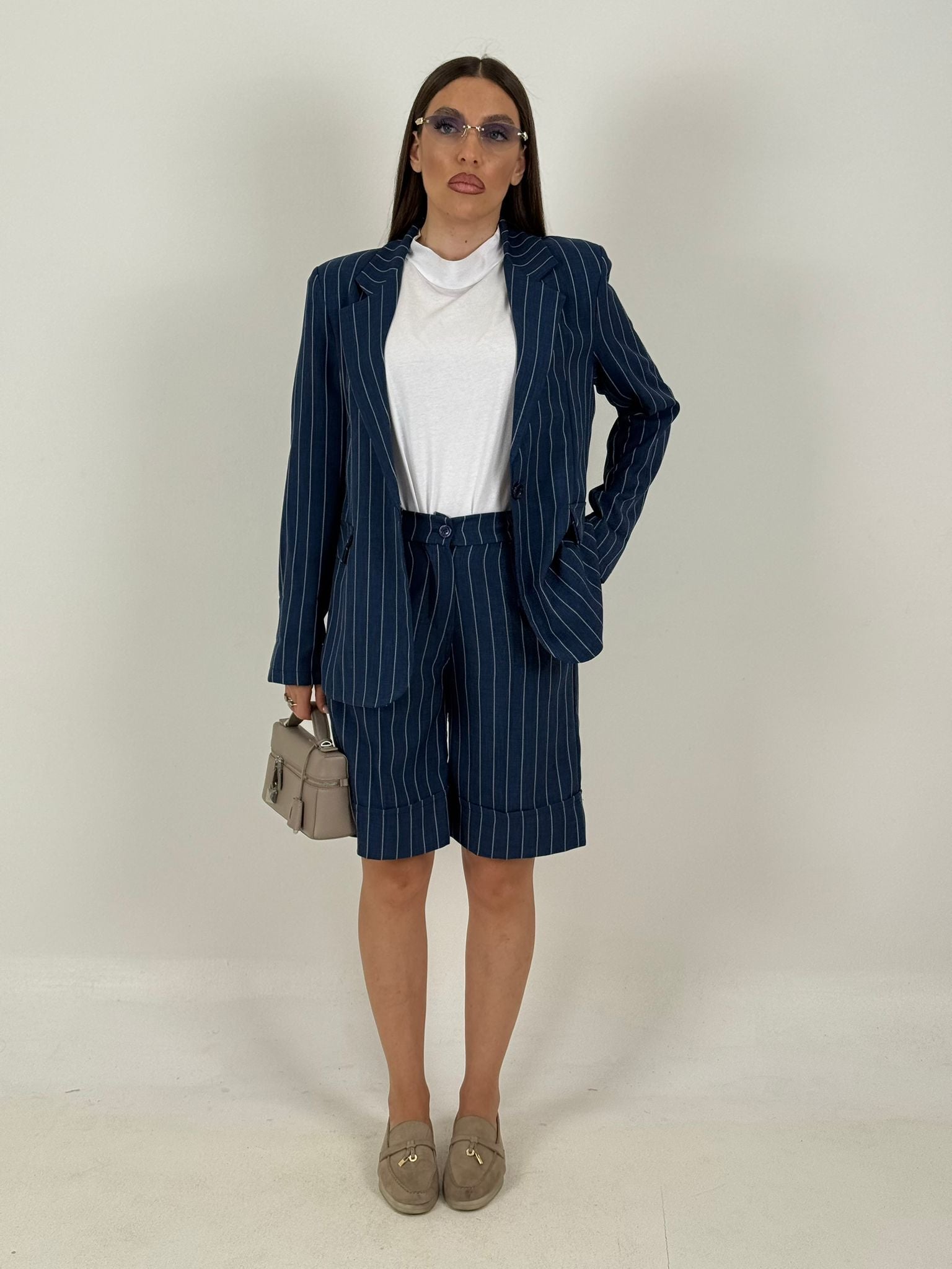 Tailleur CARMELITA - Giacca e bermuda gessato