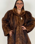 Pelliccia in visone con cottone in osso N42 - cappotto lungo in visone colorazione dami buff