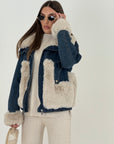 Saldo Giacca Natalia - giacca di jeans con dettagli in eco pelliccia - giacca imbottita all’interno