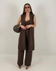 SALDO Cordset HANDE - Completo gilet lungo e pantalone gessato
