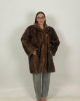 Pelliccia in visone con cottone in osso N42 - cappotto lungo in visone colorazione dami buff
