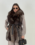 (SALDO) Gilet in volpe marrone N401