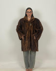 Pelliccia in visone con cottone in osso N42 - cappotto lungo in visone colorazione dami buff