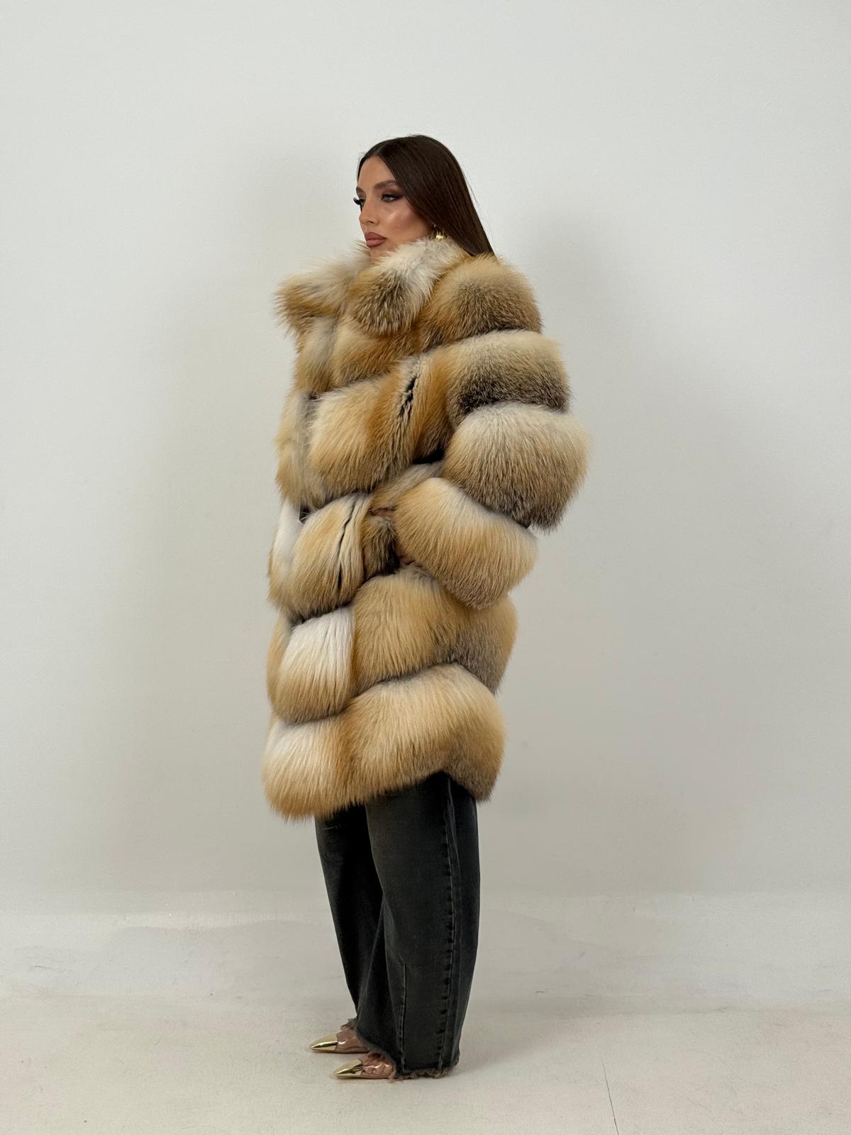 Pelliccia lunga in volpe golden N03 - inserto raro - pelle intera - 5 pelli intere - Limited Edition