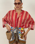Camicia corallo&turchese