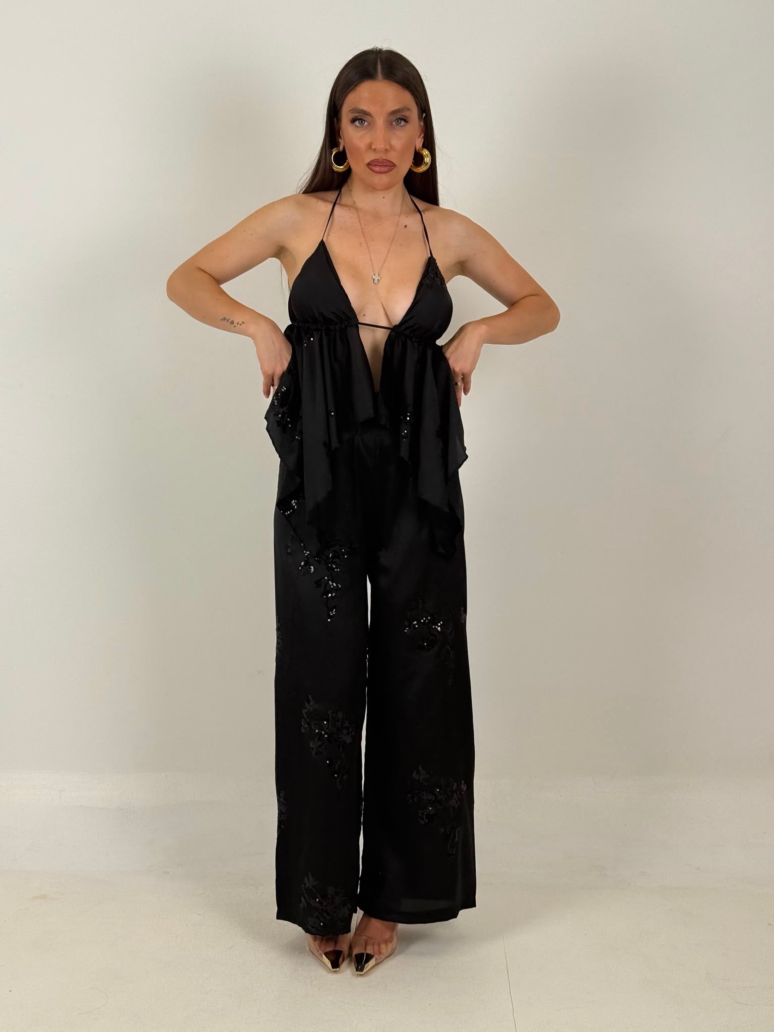 CORDSET MARIA - completo composto da top e pantalone in paillettes