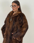 Pelliccia in visone con cottone in osso N42 - cappotto lungo in visone colorazione dami buff