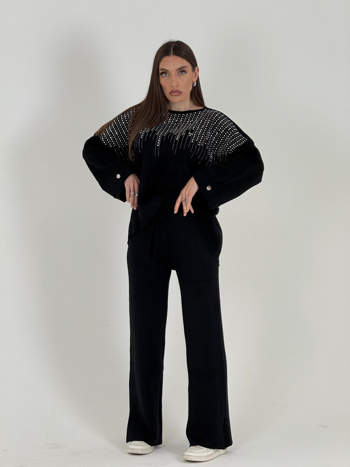 Tuta MELIS - Completo blusa con Swarovski e pantalone