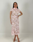ABITO MOET - abito longuette in pizzo con collo effetto camicia e cintura nel punto vita - collezione chic